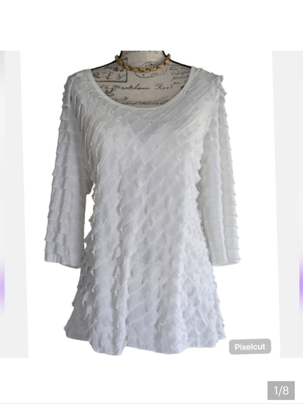 Only 9 White Ruffled Blouse.